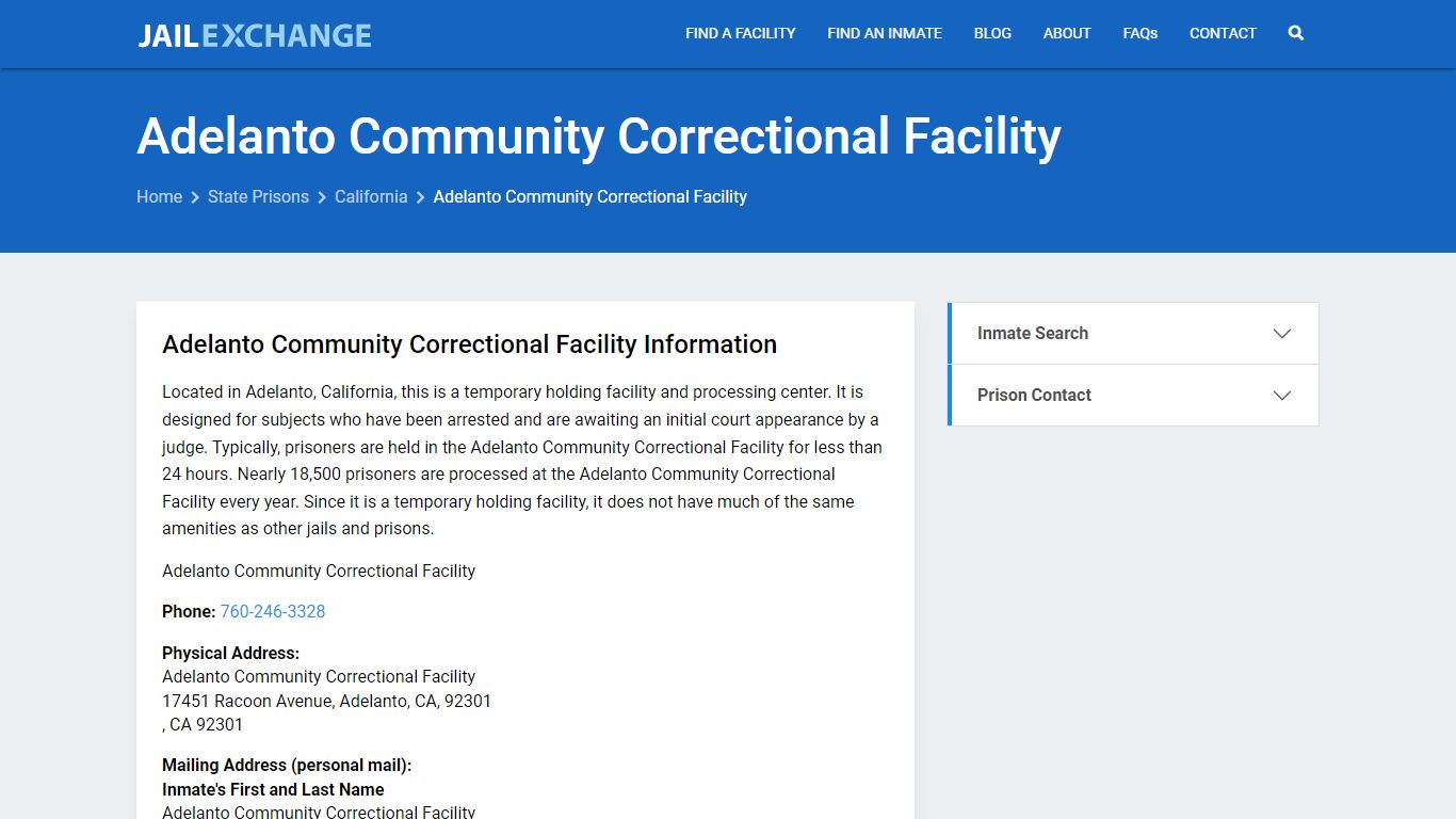 Adelanto Community Correctional Facility Inmate Search, CA - Jail Exchange