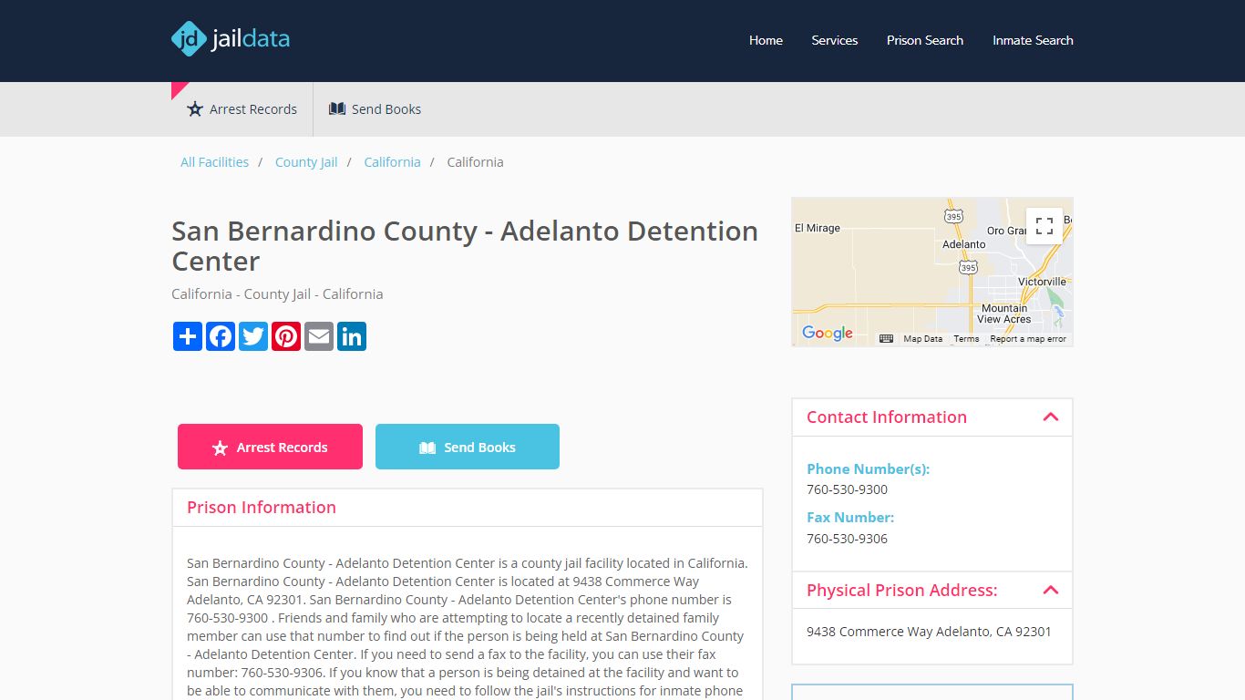 San Bernardino County - Adelanto Detention Center Inmate Search and ...